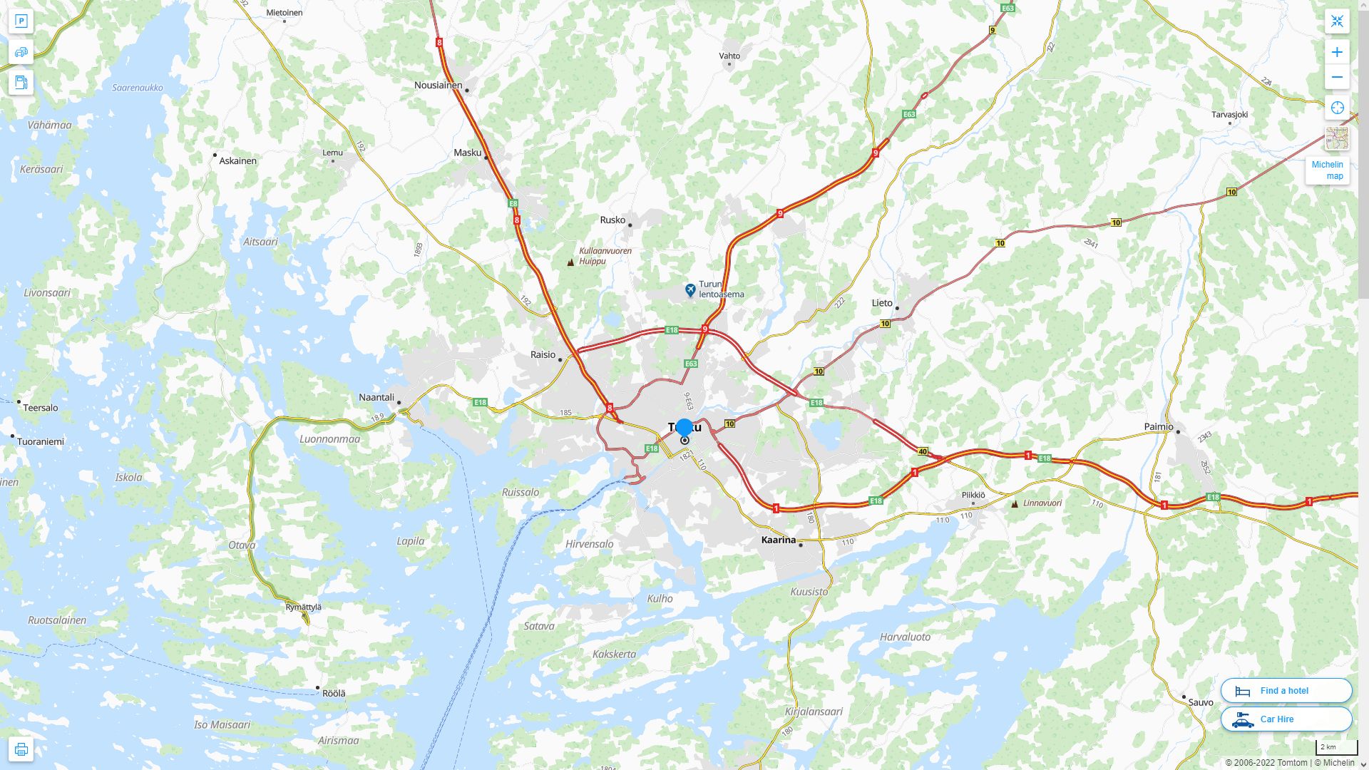 Turku Highway and Road Map